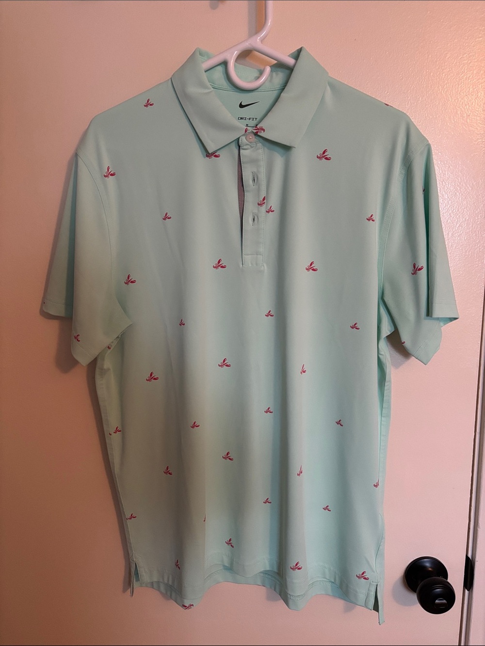Nike Men’s Dri-FIT Mint Green Polo with Lobster Design